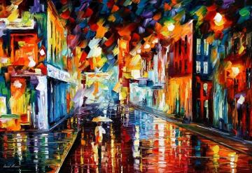 City under rain Artwork by Leonid Afremov