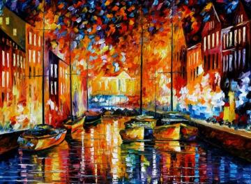 Copenhagen's harbor Artwork by Leonid Afremov