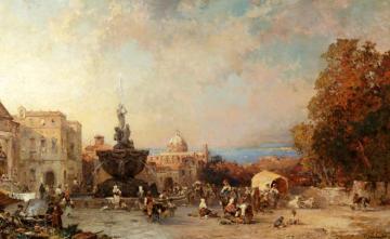 A Market In Naples Artwork by Franz Richard Unterberger