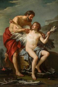 Daedalus Attaching Icarus' Wings Artwork by Joseph Marie Vien