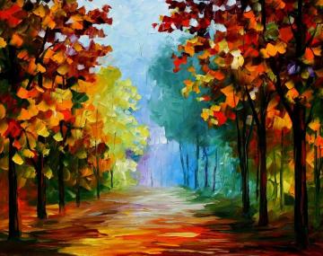 Blue fog in the forest Artwork by Leonid Afremov
