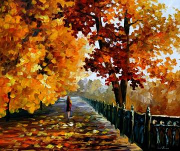 Blues of falling leafs Artwork by Leonid Afremov