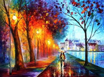 City By The Lake Artwork by Leonid Afremov