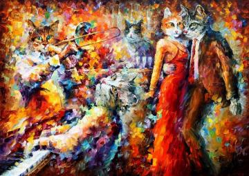 Cat Club Artwork by Leonid Afremov