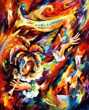 Clown and canary Artwork by Leonid Afremov