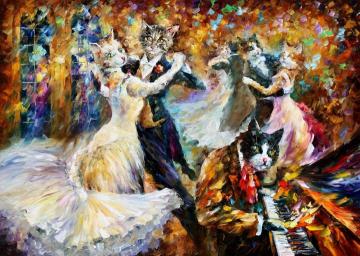 Danceball of cats Artwork by Leonid Afremov