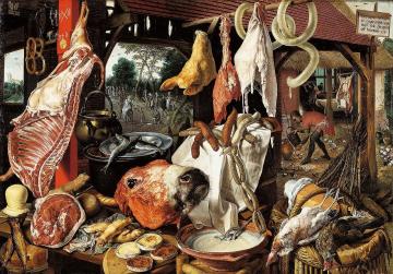 Butcher's Stall With The Flight Into Egypt, 1551 Artwork by Pieter Aertsen