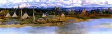 Kootenai Camp On Swan Lake (unfinished) Artwork by Charles Marion Russell
