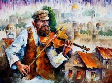 Fiddler in jerusalem Artwork by Leonid Afremov