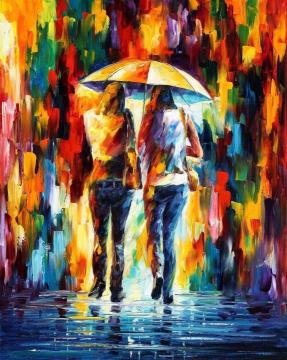 Friends under the rain Artwork by Leonid Afremov