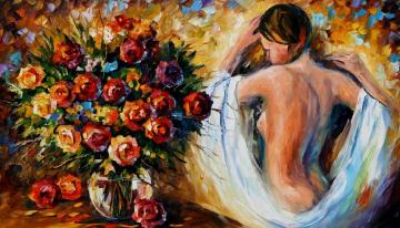 In the dressing room Artwork by Leonid Afremov