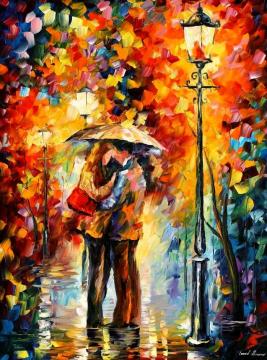 Kiss under the rain Artwork by Leonid Afremov