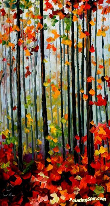 Falling leafs in the forest Artwork by Leonid Afremov