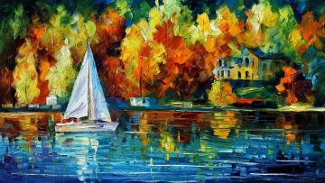 House of the lake Artwork by Leonid Afremov
