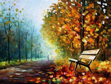 Lonely bench Artwork by Leonid Afremov