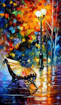 Lonely bench Artwork by Leonid Afremov