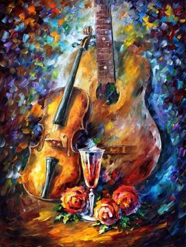 Guitar and violin Artwork by Leonid Afremov