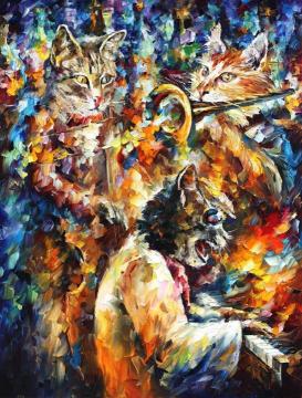 Jamming cats Artwork by Leonid Afremov