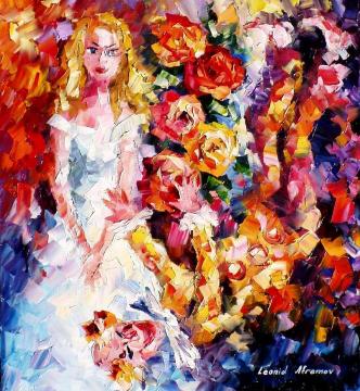 Lady in white Artwork by Leonid Afremov