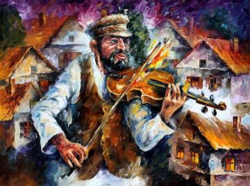 Night musician Artwork by Leonid Afremov