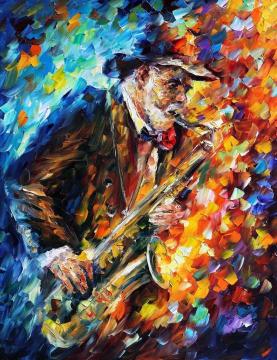 Saxophonist Artwork by Leonid Afremov