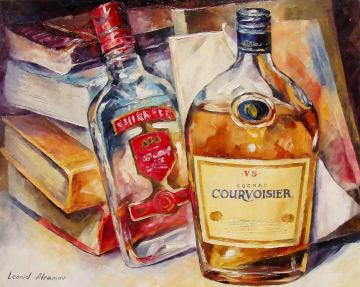 Bottles on the tabel Artwork by Leonid Afremov
