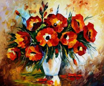 Red Flowers Artwork by Leonid Afremov