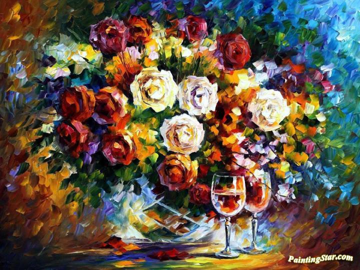 Roses and wine Artwork by Leonid Afremov