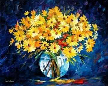 Yellow On Blue Artwork by Leonid Afremov