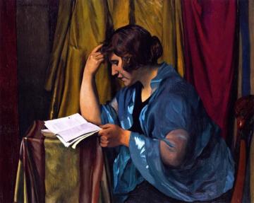 Young Lady Reading Artwork by Felix Vallotton