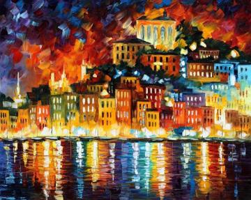 Inviting harbor Artwork by Leonid Afremov