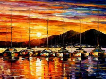 Italy, Naples Harbor, Vesuvius Artwork by Leonid Afremov