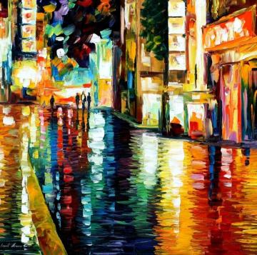 Downtown reflection Artwork by Leonid Afremov