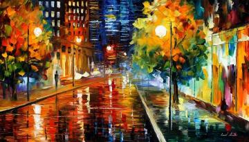 Downtown street Artwork by Leonid Afremov