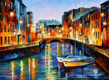 Evening river st. petersburg Artwork by Leonid Afremov