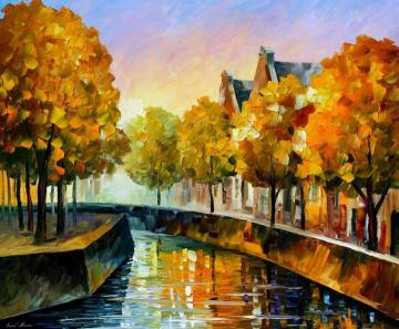 Fall in amsterdam Artwork by Leonid Afremov