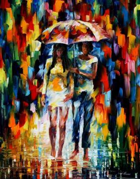 Nder the downpour Artwork by Leonid Afremov