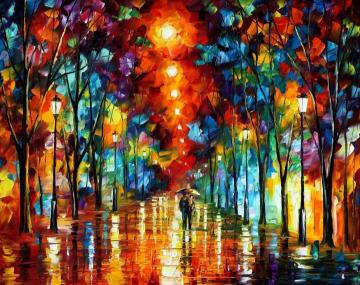 Night Park Artwork by Leonid Afremov