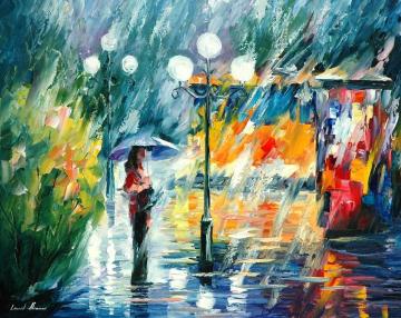 Night trolley Artwork by Leonid Afremov