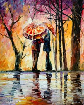 Rainy date Artwork by Leonid Afremov