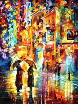 Rainy encounter Artwork by Leonid Afremov