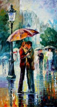 Rainy kiss Artwork by Leonid Afremov