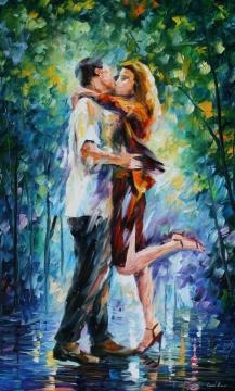 Rainy kiss Artwork by Leonid Afremov