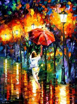Red umbrella Artwork by Leonid Afremov
