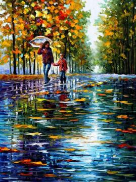 Stroll in a autumn park Artwork by Leonid Afremov