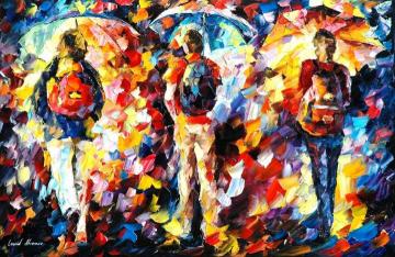 Three umbrellas Artwork by Leonid Afremov