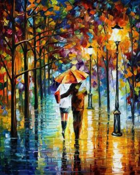 Under the red umbrella Artwork by Leonid Afremov