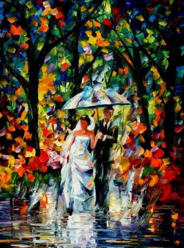 Wedding under the rain Artwork by Leonid Afremov