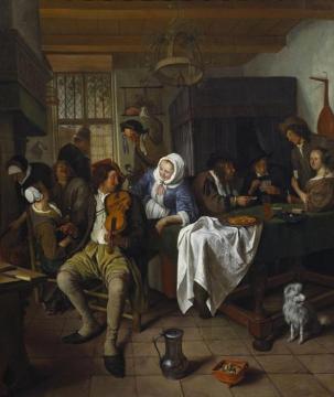 Interior of a Tavern with Card Players and a Violin Player Artwork by Jan Steen