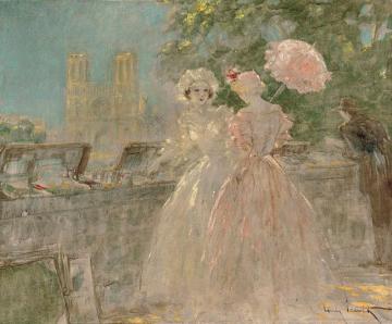 Les Quais, Notre Dame Artwork by Louis Icart